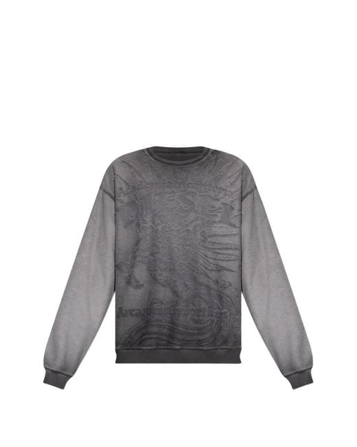 DIESEL Gray Dévoré-Effect Sweatshirt for men