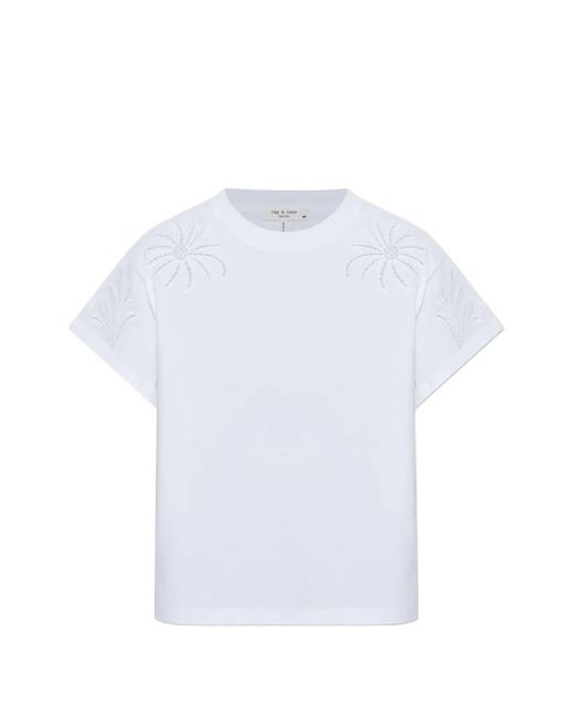 Rag & Bone White Openwork-Trim T-Shirt