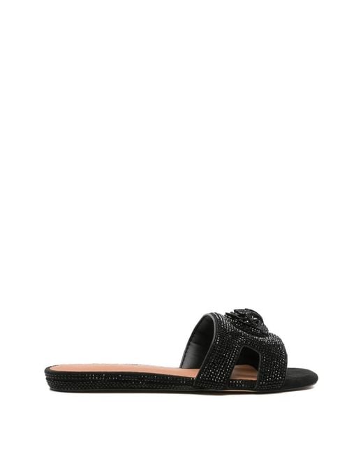 Kurt Geiger Black Sandales À Ornements À Tête D'Aigle En Cristal