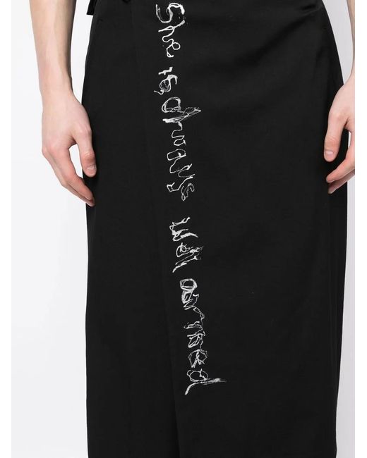 Yohji Yamamoto Black Wrap-Design Wool Cropped Trousers for men