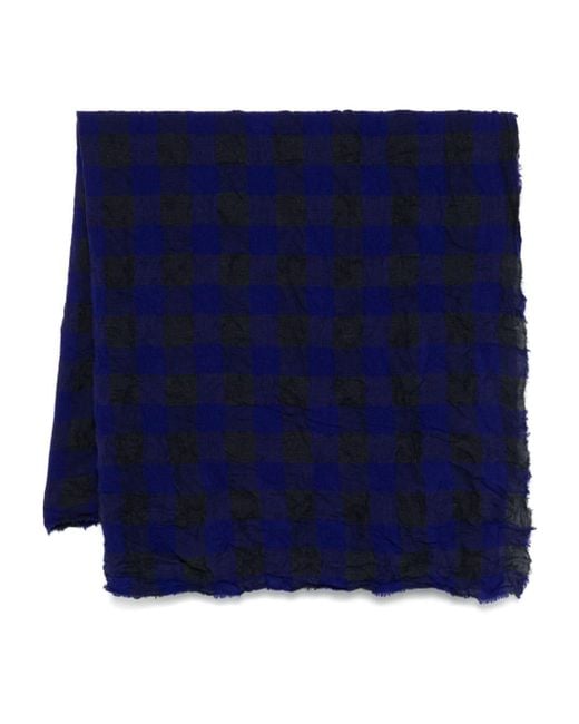 Daniela Gregis Blue Check-pattern Scarf