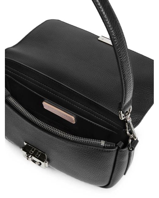 Coccinelle Black C-Me Grainy Leather Medium Shoulder Bag