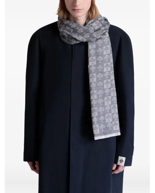 Bally Gray Crest-pattern Jacquard Scarf for men
