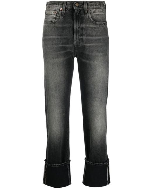 R13 Gray Ausgeblichene Straight-Leg-Jeans