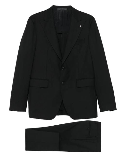 Tagliatore Black Button Wool Suit for men