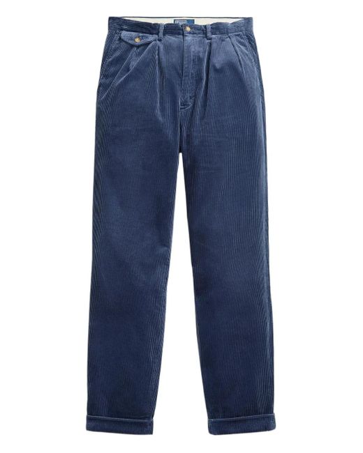 Polo Ralph Lauren Blue Pleated Corduroy Trousers for men