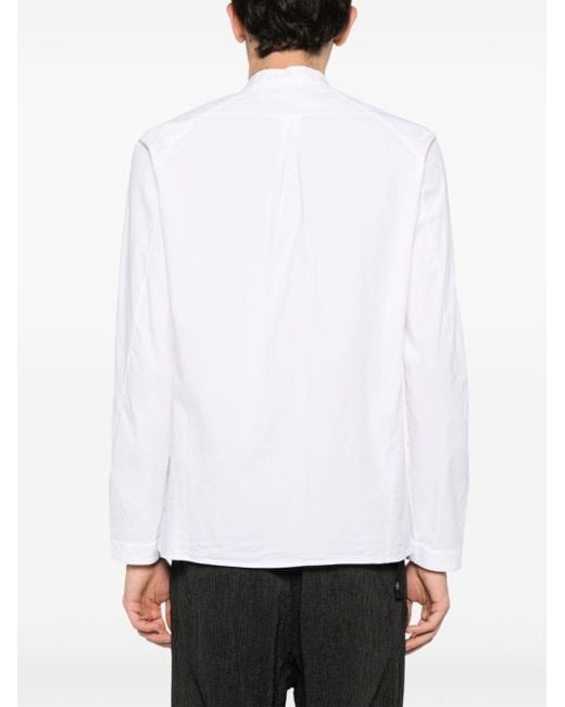 Transit White Band-collar Poplin Shirt for men