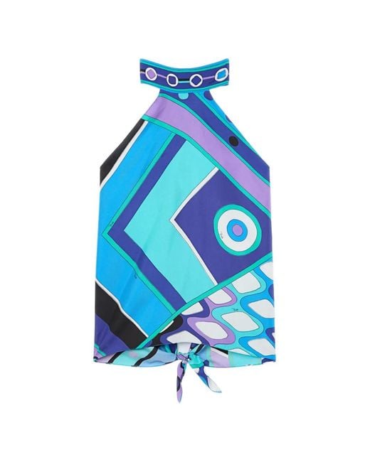 Emilio Pucci Blue Haut Vivara À Dos-Nu