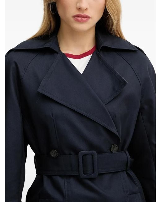 Pinko Blue Belted Double-Breasted Trench Coat
