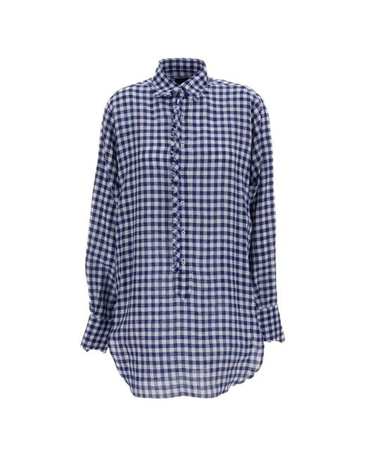Jejia Blue Ruffled Checked Shirt