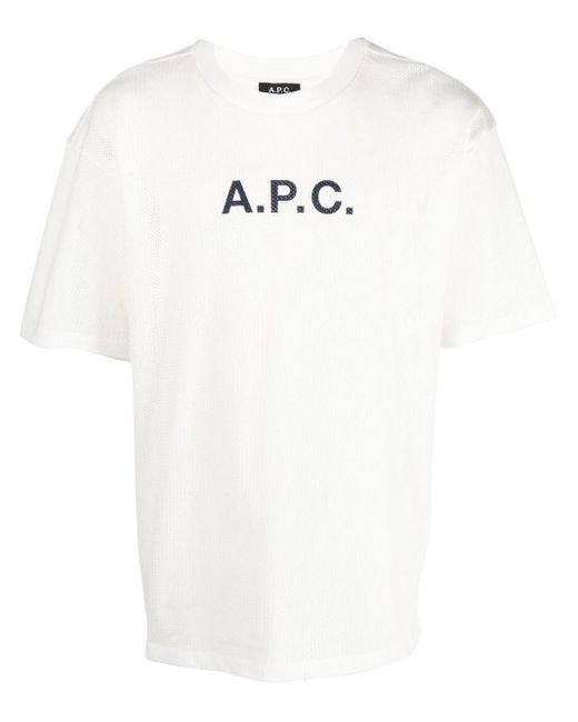 メンズ A.P.C. ロゴ Tシャツ White