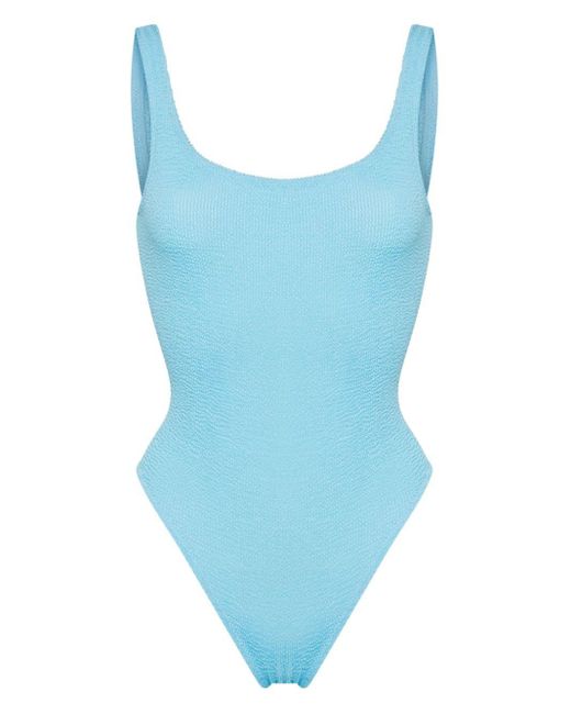 Mc2 Saint Barth Blue Lora Textured-finish Swimsuit