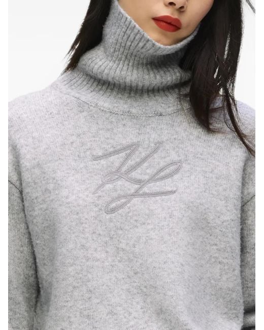 Karl Lagerfeld Gray Soutache Turtleneck Sweater