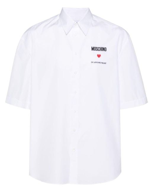Camisa con cita bordada Moschino de hombre de color White