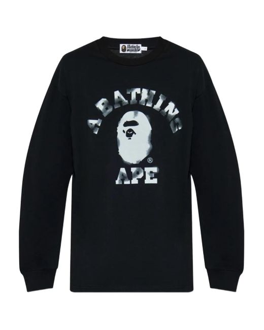 メンズ A Bathing Ape ロゴ ロングスリーブトップ Blue