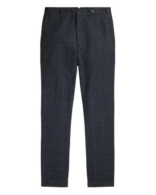 RRL Blue Checked Button-Fastening Trousers for men