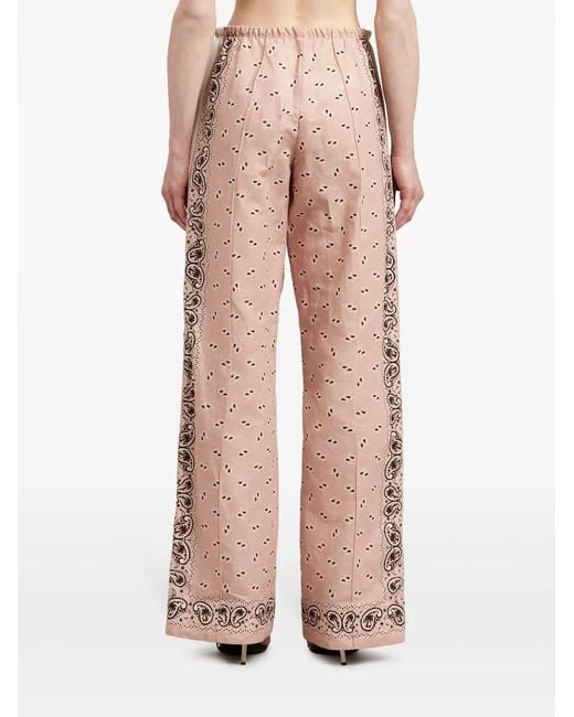 Palm Angels Pink Paisley-Print Wide-Leg Trousers