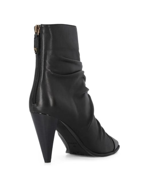 Pinko Black Ruched Pointed-Toe Ankle Boots