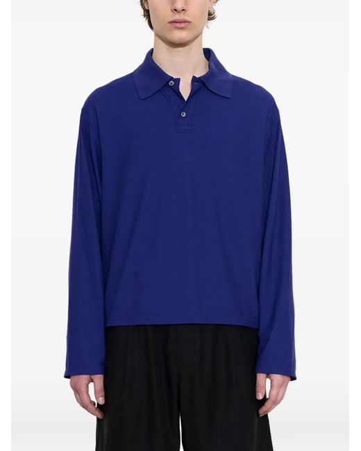 Our Legacy Blue Polo Boutonné À Manches Longues Rugby for men