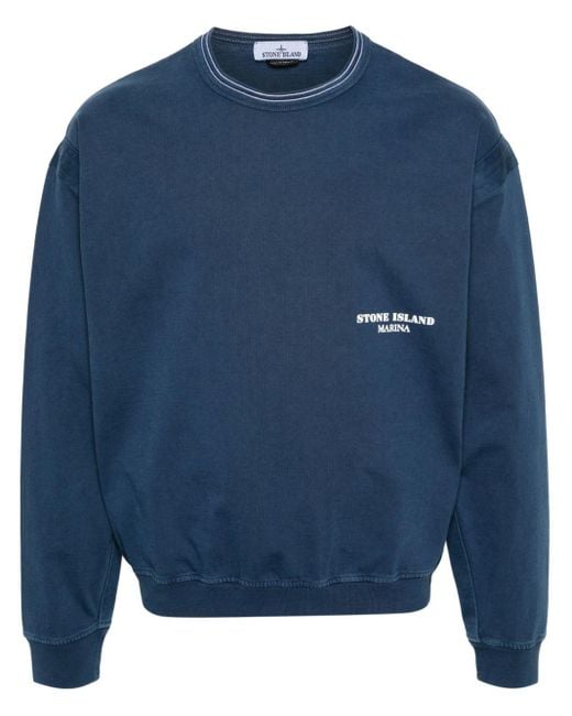 Stone Island Sweater Met Logoprint in het Blue voor heren