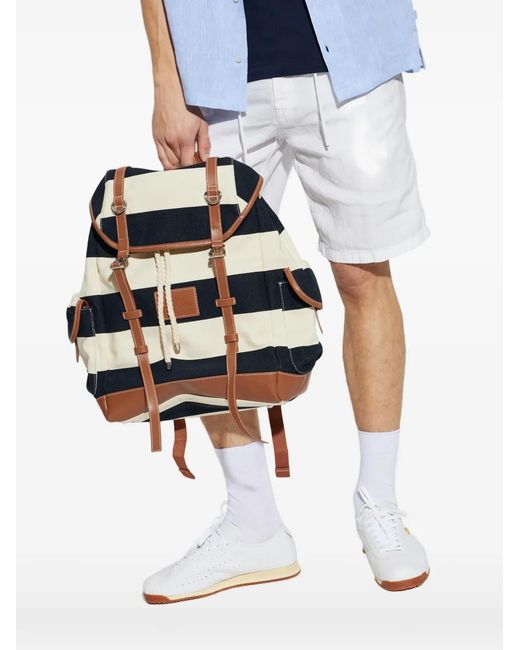 Paul & Shark Black Striped Drawstring Backpack for men
