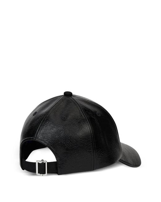 Karl Lagerfeld Black Logo-Embossed Cracked-Effect Cap for men