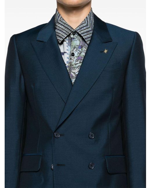 Corneliani Blue Double-breasted Virgin Wool-blend Suit for men