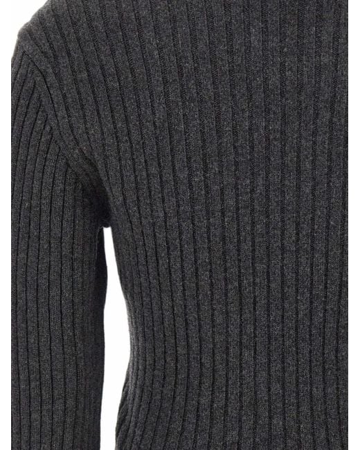 Victoria Beckham Black Ribbed-Knit Wool-Cashmere Sweater