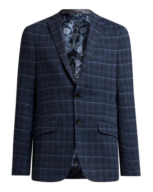 Etro Blue Check-Motif Quilted Jacket for men