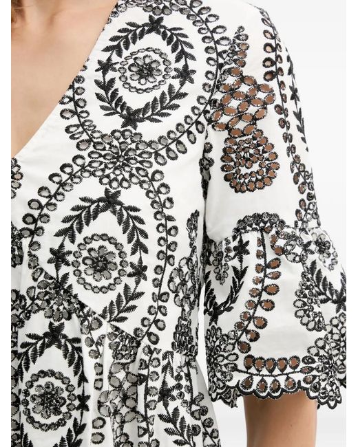 Silvian Heach White Geometric-Pattern Mini Dress