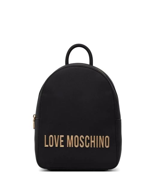 Love Moschino Black Logo-Plaque Backpack