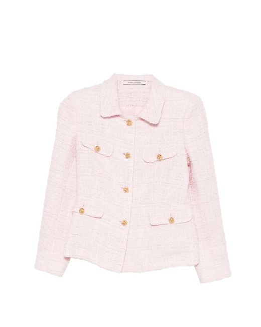 Chaqueta De Tweed Con Botones Tagliatore de color Pink