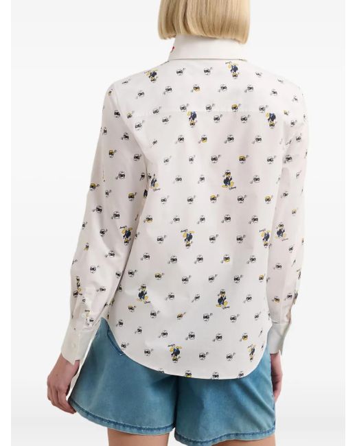 Karl Lagerfeld White X Disney All-Over Graphic-Print Shirt
