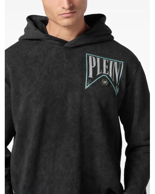 Philipp Plein Black Jersey Hoodie for men
