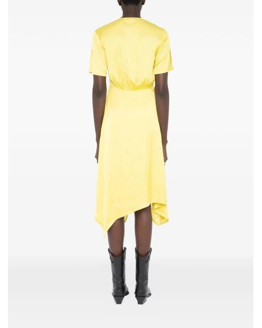 Zadig & Voltaire Yellow Satin Wrap Dress