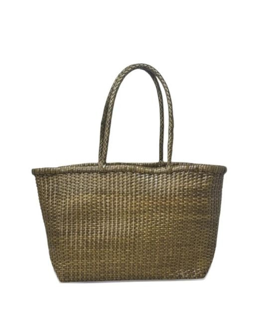 Donna Karan Green Woven Leather Tote Bag