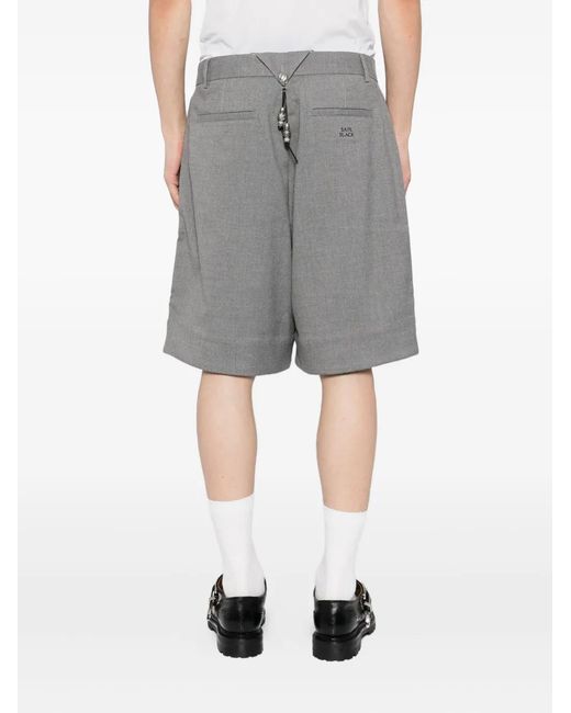 A Bathing Ape Gray Embroidered-Logo Shorts for men