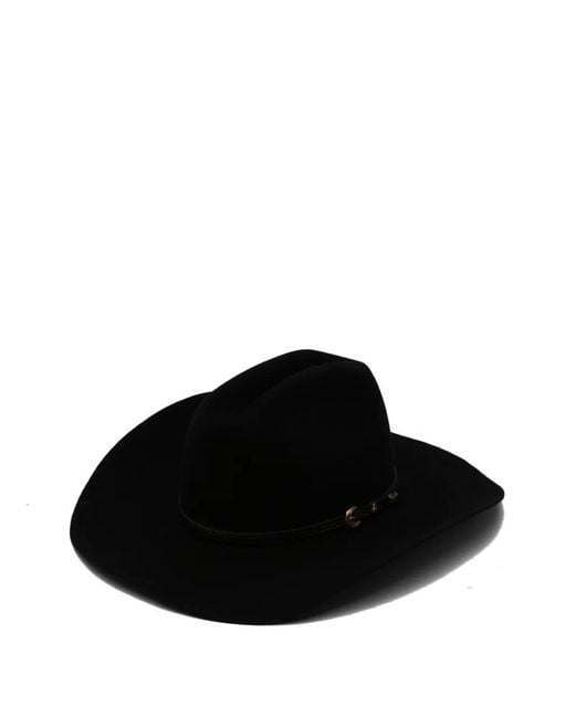 Patrizia Pepe Black Buckle-Detail Hat