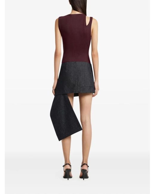 Minigonna Denim Asimmetrica di Courreges in Black