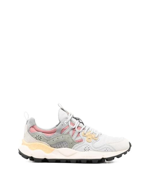 Flower Mountain White Nubuck Leather Sneakers
