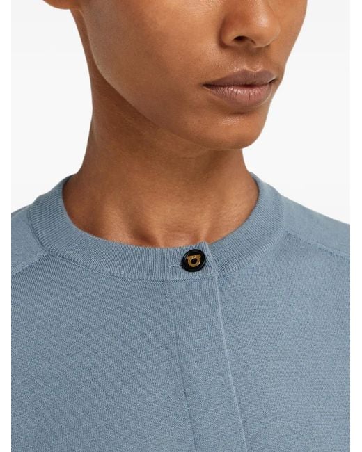 Ferragamo Blue Cardigan With Ribbon Detail