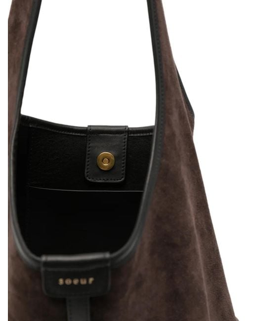Soeur Black Delice Suede Leather Tote Bag