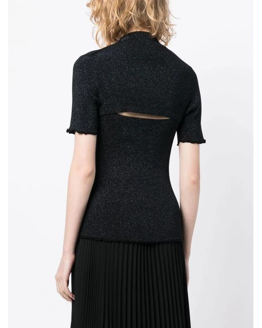 3.1 Phillip Lim Black Cut-Out Ribbed Knit Top