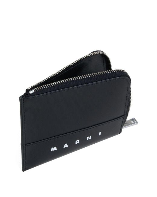 Portefeuille zippé à logo imprimé Marni pour homme en coloris Black
