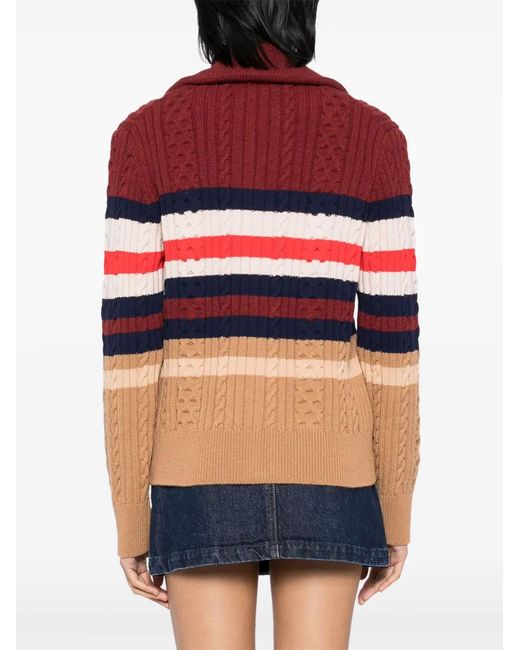 Maison Kitsuné Gestreept Vest in het Red