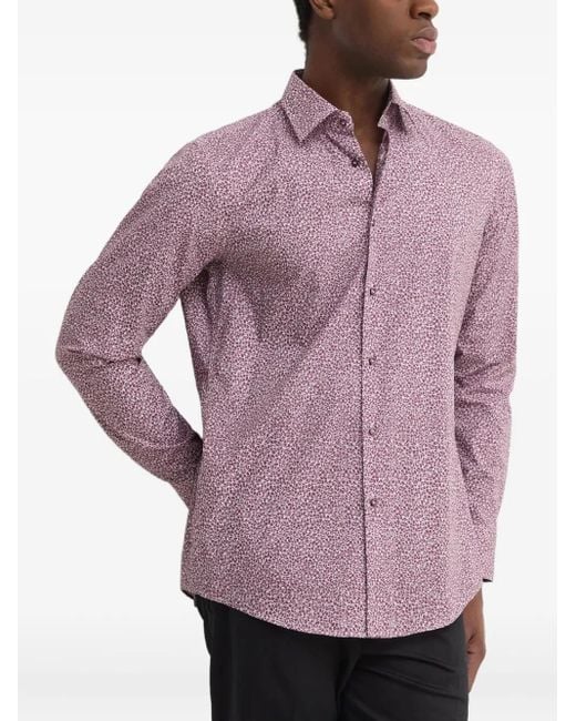 Boss Purple Abstract-Print Shirt for men