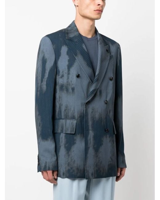 Amiri Blue Double-Breasted Blazer for men