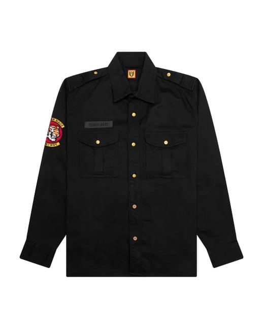 Camicia Con Applicazione Tigre di Human Made in Black da Uomo