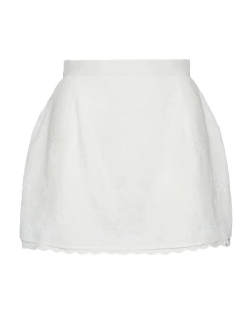 Magda Butrym White Embroidered Mini Skirt