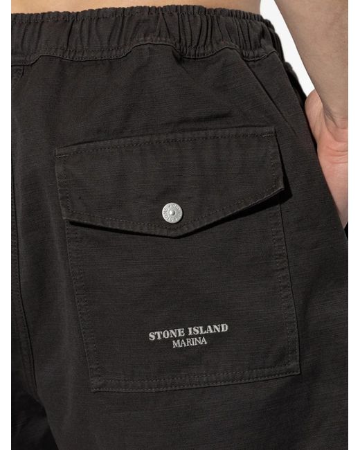 Stone Island Black Bermuda Marina À Taille Ceinturée for men